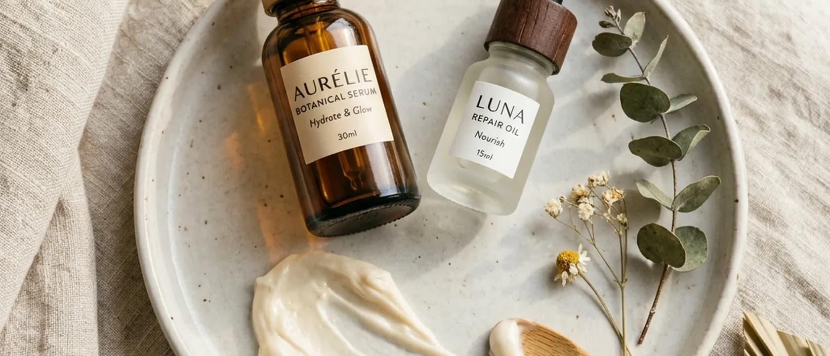 Profesyonel cilt bakımında kullanılan serum, yağ ve bakım ürünleri